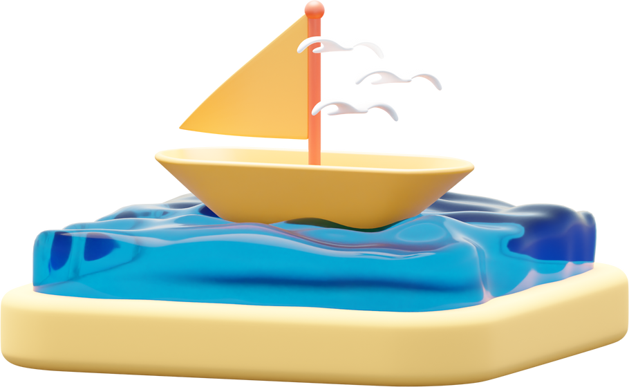 boat at sea 3d illustration