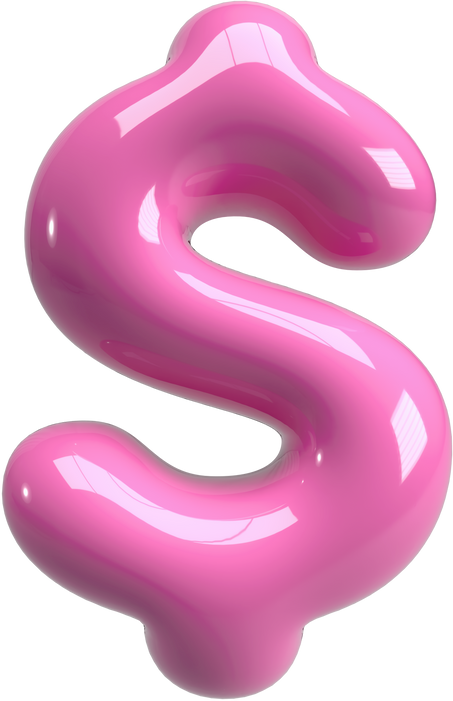 Pink 3D Inflate Dollar Sign